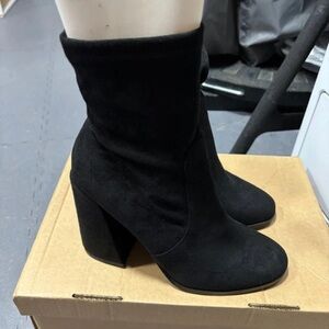 ASOS Black Suede Heeled Boots